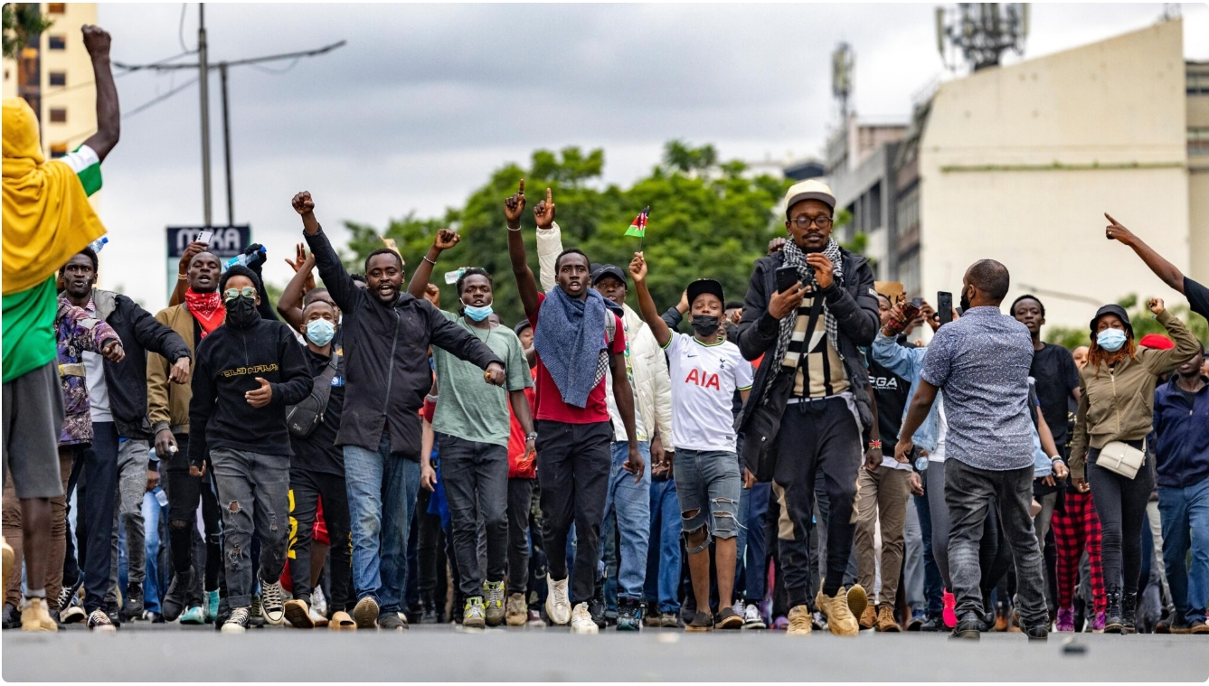 Kenyan youth marching in Nairobi in June to protest the controversial 2024 Finance Bill.Photo Credit: Amazing Travel Lifestyle/Shutterstock